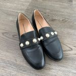 Catherine Malandrino  Ceci Black Leather Pearl Embellished Loafer Shoes Size 9.5 Photo 3