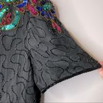 Vintage Black Pink Blue Green Sequined Beaded Silk Top Size XXL Photo 6
