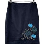 Vintage Alfani Whimsigoth Fairy Velvet Skirt Womens 10 Black Blue Embroidered Photo 0