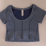 Aerie Offline by Seamless Scoopneck Ribbed Blue Crop Top Size XS EUC Photo 0
