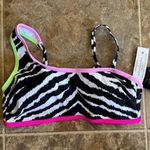 California Waves  Animal Print Asymmetric Bikini Top Size Small Photo 2