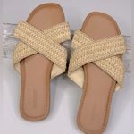 Old Navy Women's Criss Cross Woven Raffia Slide Sandals Beige/Tan-8 Photo 0