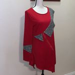 Dressfo contrast trim front zip Asymmetrical dress Red Size 12 Photo 1