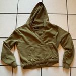 Zyia  Women’s Calmness Pocket V-neck Cropped Hoodie Sweatshirt Olive Size Large Photo 0