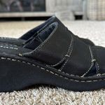 Bass Black Leather Sandals Slide Wedge Heels Womens Size 8 Y2K Chunky Photo 2