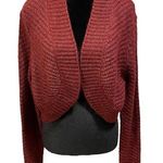 Soft Surroundings  Red Wool Alpaca Long Sleeve Open Face Cropped Cardigan Sweater Photo 0