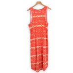 Natural Reflections orange scoop neck high low hem ikat sleeveless dress large Photo 2