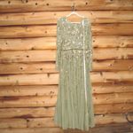 Mac Duggal 6182 Green Long Sleeve Hand Embellished Floral A-line Gown Photo 5