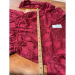 Source Unknown NWT Women's Red Lace Peplum Crop V Neck Long Sleeve Blouse Top Medium Party M Photo 3