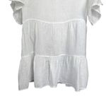 Joie  Womens Sz S 100% Linen White Tiered Dress Mini Short Sleeve Beach Cover Up Photo 2