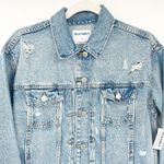 Old Navy NWT Womens Classic Skull Rose Distressed Denim Jean Jacket Size M Blue Photo 8
