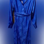NEW Ronny Kobo Bernice Satin Blue Long Sleeve Faux Wrap Midi Dress Large L NWT Photo 14