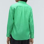 Everlane  The Silky Cotton Relaxed Shirt Bright Jade White Striped Size 6 New Photo 1