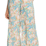 Roxy  Midnight Avenue Blue Floral‎ Print Boho Wide Leg Pull On Pants Size XS Photo 0