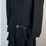 Leslie Fay Vintage Womens size 12 black tiered ruffle rhinestone bow dress Photo 1