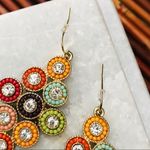 Seed Bead & Rhinestone Dangle Earrings Orange Photo 2