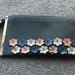 Pastel Floral Applique Wristlet Purse Bag Grey Colorful Gray Photo 2