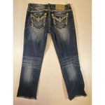Miss Me JEANS Women's 26 Mid Rise Cropped Flap Pocket Bling Embellished Raw Hem Photo 14