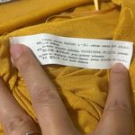 ZARA Floral Jacquard Knotted Bodysuit Sz S in Gold Flowy Sleeves Snap Buttons Photo 8