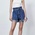 ZARA  Paper Bag Waist Denim Shorts Photo 0
