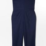 Everlane NWT Cotton Jumpsuit Size 14 Navy Blue Structured Sleeveless One Piece Photo 2