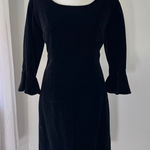 Vintage ‘90s Black Velvet 3/4 Sleeve Scoop Neck Knee Length Dress Size XS Photo 0