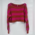Free People Just My Stripe Sweater Pink Orange Round Neck Cotton Women Sz Xs Photo 1