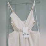 ZARA  Jumpsuit wide leg with cut out details size med in a ivory cream color Photo 5