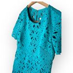Trina Turk Women’s Sz 6 Boho Dynamix Turquoise Shift Short Sleeve Dress Photo 2
