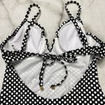 Jessica Simpson Scalloped Edge V-Wire One-Piece M Medium Black White Dot New Photo 5