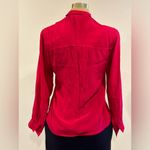 Jones New York Candy Apple Red Light Blouse Hidden Buttons. 1 Pocket & Pleated On One Side.Sz 8 Photo 7