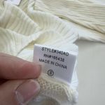 AEMI+CO Sweater Womens Small Cream Ribbed V Neck Pullover Long Sleeve Knit Soft Photo 3