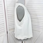 Elle  Scallop Hem Pique Knit Sleeveless Tank Top Shirt Ivory White‎ Large Photo 2