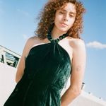 Samantha Pleet Silk Velvet Pendant Jumpsuit green size 4 Photo 2