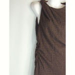 ZARA  Expresso Brown Textured Knot Ruched Side Maxi Dress LARGE Modest Preppy Photo 5