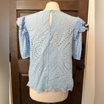 English Factory  Baby Blue Ruffle Puff Sleeve Cotton Eyelet Top Size Large Photo 7