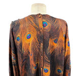 Givenchy  Vintage Peacock-Print Poet-Sleeve Blouse Silk Brown Size 34 US 2‎ Photo 9