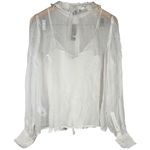 J.Crew  Ruffle button-up shirt‎ in crinkle chiffon in Ivory 6 NWT Photo 1