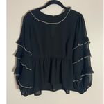 For Love & Lemons Black Ruffle sheer sleeve top size large Photo 2