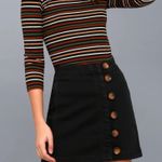 Free People Little Daisies Mini Skirt Womens 10 Black Button Down 90s Clean Girl Photo 0