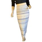 VINTAGE 1990'S LIZ SPORT YELLOW, GRAY & WHITE PENCIL SWEATER SKIRT (M) Yellow Size M Photo 1