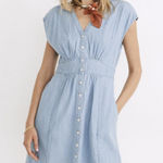Madewell  Denim Cap-Sleeve Button-Front Dress Sunwashed Indigo - Size - 8 - NWT Photo 0