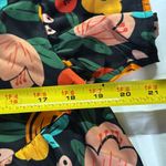 Entro  Floral babydoll Blouse M Black Orange Yellow Green colorful flowy silky Photo 8