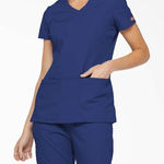 Dickies  Women's Everyday Signature V-Neck Scrub Top‎ XS Blue Photo 0