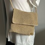The Sak  Minimalist Tan and Gold Metalic Woven Boho Crossbody Bag Purse Photo 5