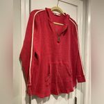 Ruff Hewn  Size 1X Red Waffle Knit Quarter Zip Long Sleeve Hooded Sweatshirt Photo 2