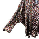 NEW BY DESIGN Marissa Collared Poly Silk Tunic In Art Deco Size Large Red Photo 1
