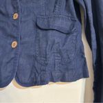 Vintage Denim Chambray Knit Linen Blazer Jacket Size 8 Y2K Coastal Cowgirl Blue Photo 3