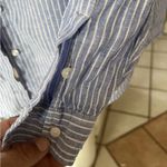 Nicole Miller original  women’s up down nautical  100% linen striped shirt XL Photo 3