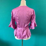 ZARA  Woman Lilac Satin Wrap Blouse Bell Sleeve Bloggers Fave Top Size XS Photo 2